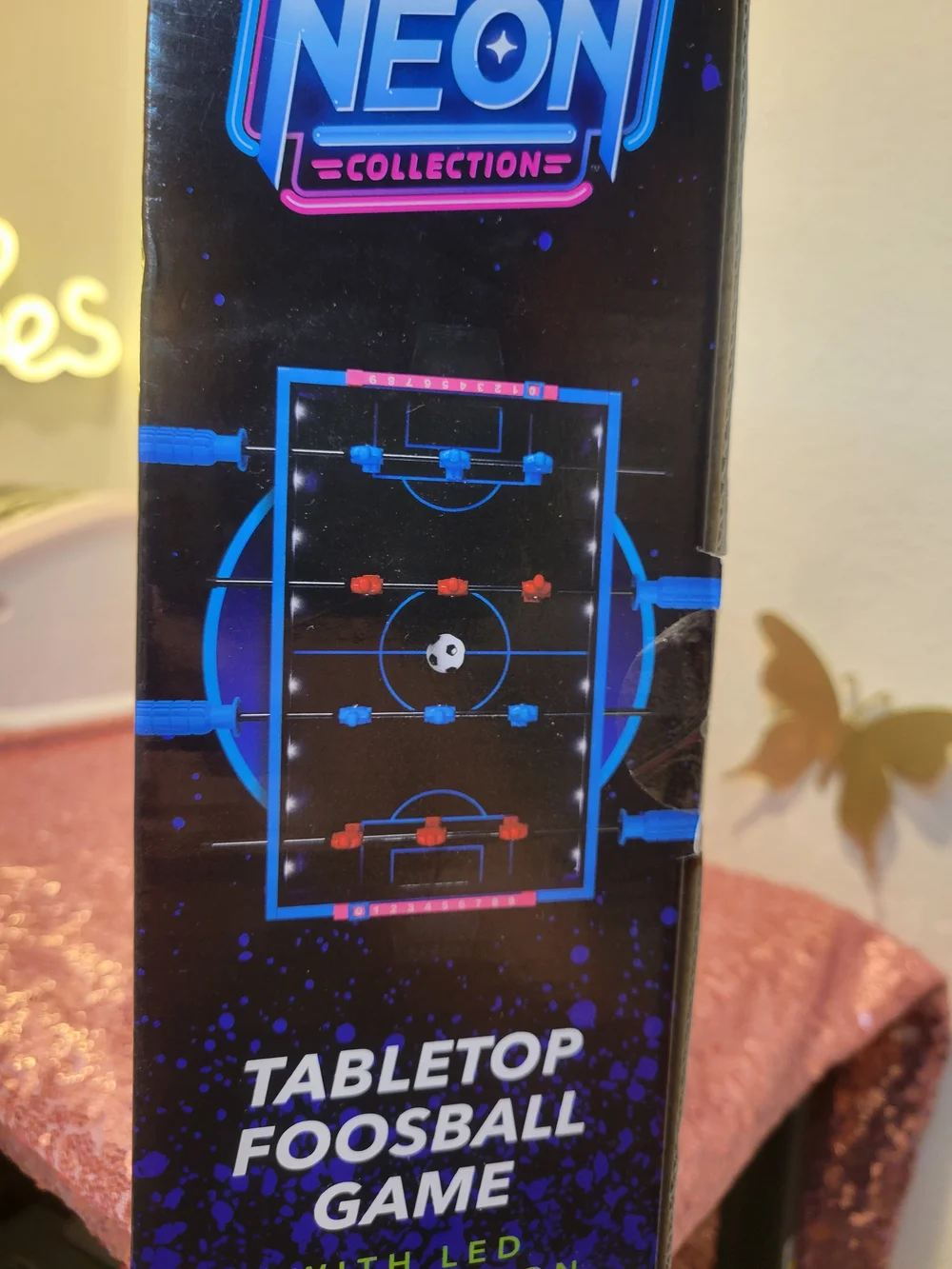 Tabletop Foosball Game with LED Illumination - Red & Blue Players